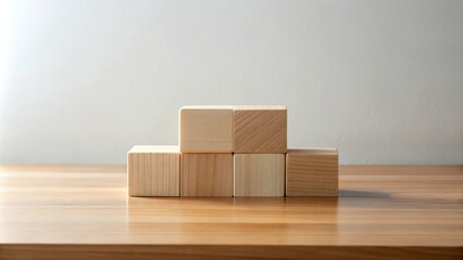 Aufkleber - Simple Wooden Blocks Arranged on a Tabletop