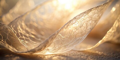 Aufkleber - Golden Hour Leaf Skeleton Detail Delicate Veins and Translucent Texture