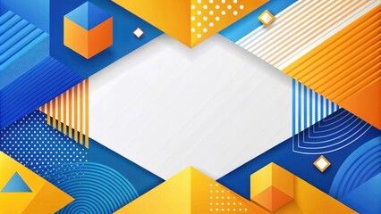 Aufkleber - Abstract Geometric Shapes Background Design with Vibrant Blue and Orange Hues