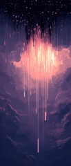 Dissolving pixel rain in twilight void