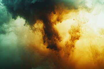 Aufkleber - An abstract representation of teal and orange hues blending and swirling in fluid motion, symbolizing the fusion and blending of diverse elements in harmony.