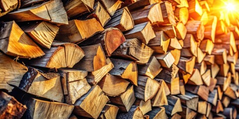 Aufkleber - Golden Hour Firewood Stack A Textured Background of Natural Wood