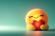 © ChaoticMind - A glowing, cheerful emoji character hugging a warm heart with a shy smile and closed eyes, set against a soft green background, suggesting joy and warmth.