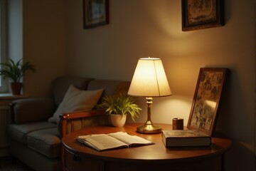 Wall Mural - A modern table lamp in a cozy reading corner