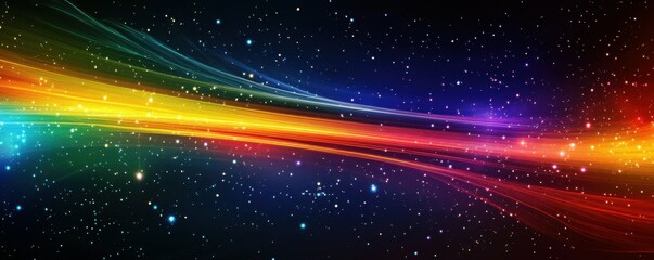 Wall Mural - starry night sky with vibrant light streaks, magical celestial wonder, space exploration theme.