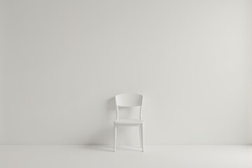 Wall Mural - A plain white chair standing alone in an empty room