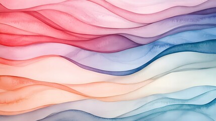 Wall Mural - Abstract Watercolor Waves Pastel Color Gradient Design