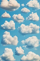 Wall Mural - A beautiful scene with a clear blue sky and puffy white clouds