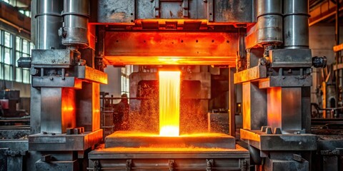Poster - Industrial Forging Process Molten Metal Shaping with Heavy Machinery
