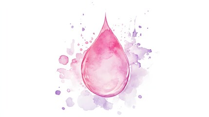 Sticker - Watercolor Pink Drop with Purple Splashes Abstract Art