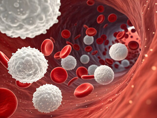 macro image of many red blood cells created using AI