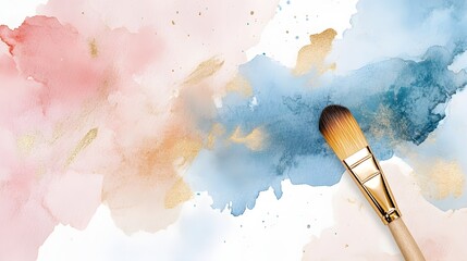 Sticker - Artistic Watercolor Paintbrush Gold Splashes Abstract