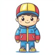 © fadillah - Adorable Cartoon Boy Wearing Colorful Winter Outfit