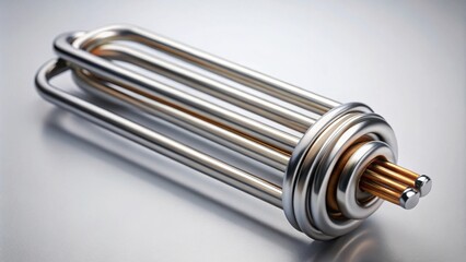 Poster - Close-up view of a shiny metallic heating element with a coiled design