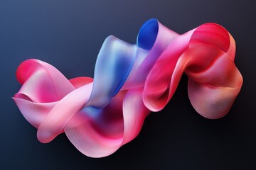 Aufkleber - An abstract depiction of a colorful, ribbon-like structure featuring vibrant pink and blue hues with a unique, dynamic swirling form against a contrasting background.