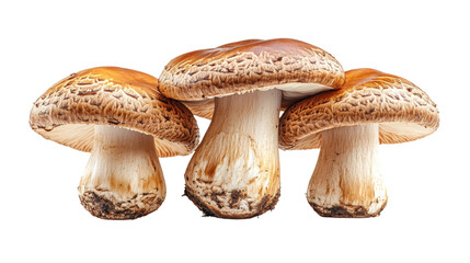 three mushroom isolated on white background