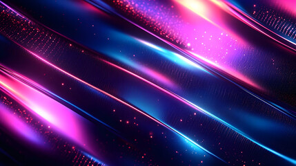 Wall Mural - futuristic abstract background with glowing neon elements and metallic textures