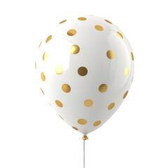 Wall Mural - white balloon with gold dots for celebrations isolated on transparent background