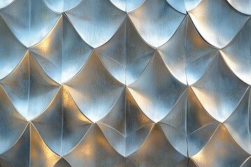 Fototapete - An abstract composition of silver geometric shapes reflecting light, presenting a modern artistic style that evokes elegance and complexity in its simple design.
