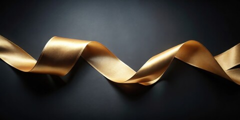 Poster - Elegant golden ribbon swirls on dark background, perfect for celebratory design