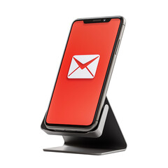 Wall Mural - Smartphone on Stand with Email Icon Displayed Isolated on transparent background