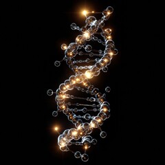 Leinwandbilder - Glowing DNA double helix illuminated by molecular connections in a dark setting. Generative AI