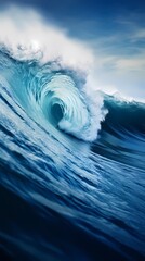 Wall Mural - Digital technology blue wave poster background