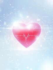 Aufkleber - Glowing red heart with cardiogram signal representing health and vitality in a dynamic digital environment. Generative AI