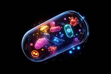 Fototapete - Microscopic shield deflecting harmful microbes to ensure safety in health environments. Generative AI