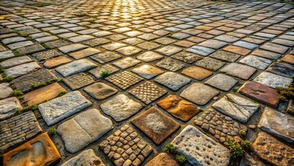 Leinwandbilder - Sunlit Stone Pavement A Textured Walkway of Varied Rectangular Blocks