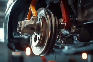 Wall Mural - a close-up view of a car brake system