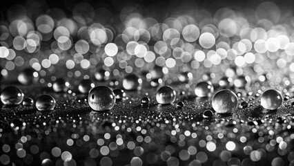 Aufkleber - Water droplets glistening on a dark surface with bokeh lights