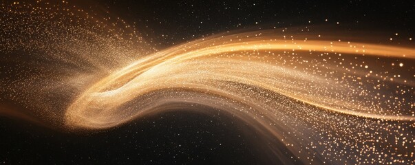 Wall Mural - a cosmic dust cloud abstract with tiny particles of light in warm golden hues, 4k photo.