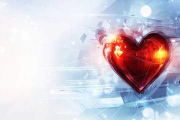 Aufkleber - Glowing red heart with dynamic cardio visuals representing life and emotion in a vibrant digital space. Generative AI