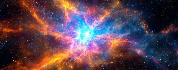 Wall Mural - a vibrant explosion of neon colors resembling a cosmic nebula, 4k photo.