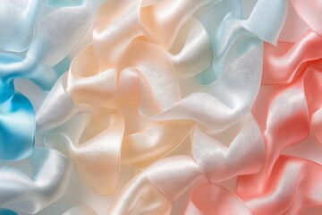 Aufkleber - A gentle, abstract wavy design created by soft pastel ribbons in various colors, forming a serene and soothing visual composition reminiscent of flowing water.