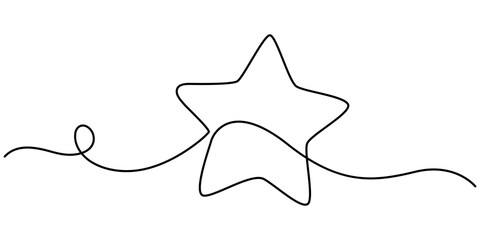 hand draw doodle stars illustration in continuous line arts style vector, star continuous one line d