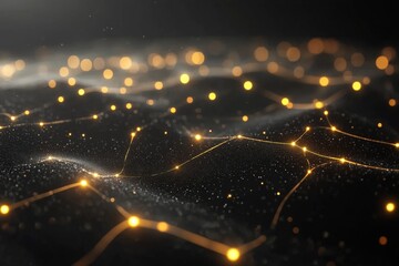 Aufkleber - Luminous lines creating a network pattern on a dark digital background, representing connectivity and technological advancement in a futuristic, abstract style.