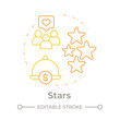 © IMG visuals icons - Stars dishes duo tone concept icon. Highly profitable and popular goods. Menu engineering matrix. Round two color outline illustration. Abstract vector design. Easy to use in presentation