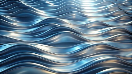 Aufkleber - Abstract Blue and Silver Metallic Wave Pattern Background