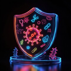 Fototapete - Shielding against microbes with vibrant technology for enhanced safety and protection. Generative AI