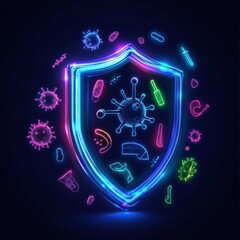 Fototapete - Innovative shield design visualizing protection against microbes and harmful agents. Generative AI