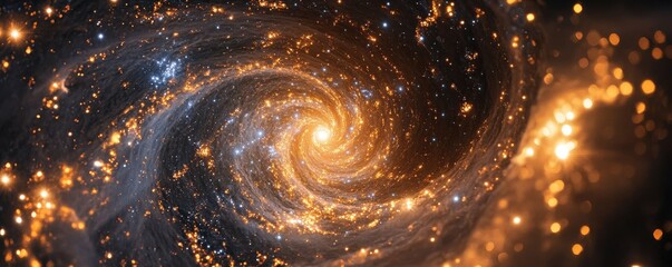 Wall Mural - a dynamic spiral of glittering stars pulling into a black hole, cosmic and intense, 4k photo.