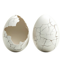 Wall Mural - cracked egg shells isolated on white background isolated on transparent background