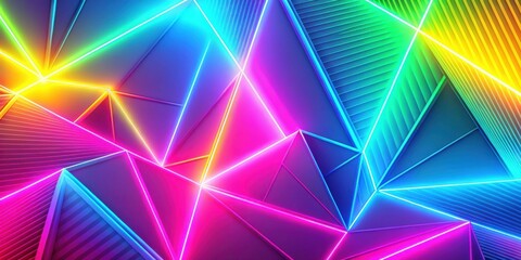 Leinwandbilder - Vibrant Neon Lines Illuminating Geometric Shapes Abstract Background