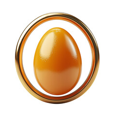 Wall Mural - smooth orange egg in golden ring design isolated on transparent background