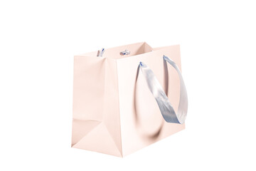 Recyclable craft paper bag for purchases, gifts and takeaway food mock up on white background. Environmentally friendly than single-use plastic bags