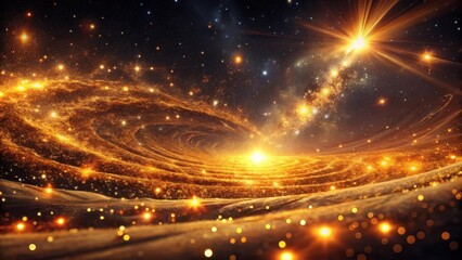 Wall Mural - golden celestial swirl a cosmic landscape of sparkling dust and glowing nebulae
