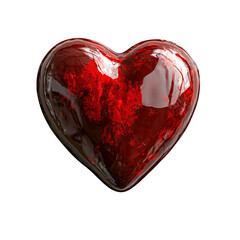 Wall Mural - vibrant red heart sculpture with glossy finish isolated on transparent background
