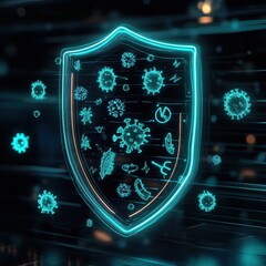Fototapete - Innovative shield technology that effectively deflects harmful microbes for enhanced safety and protection. Generative AI